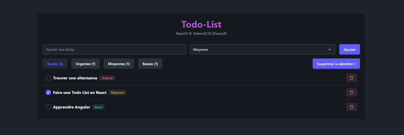 Capture d'écran du projet